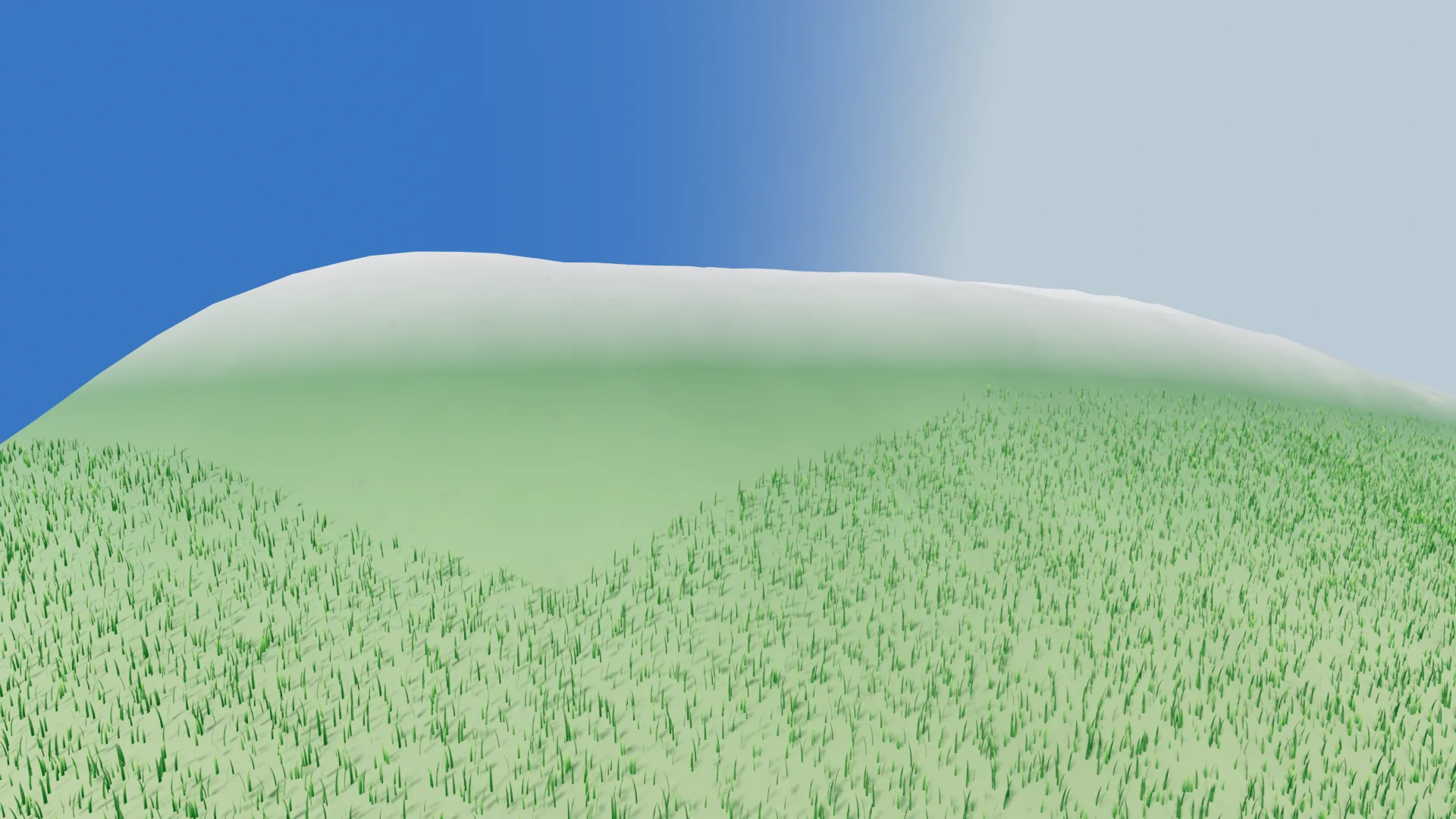 Grass scattered across the terrain, placed on the GPU
